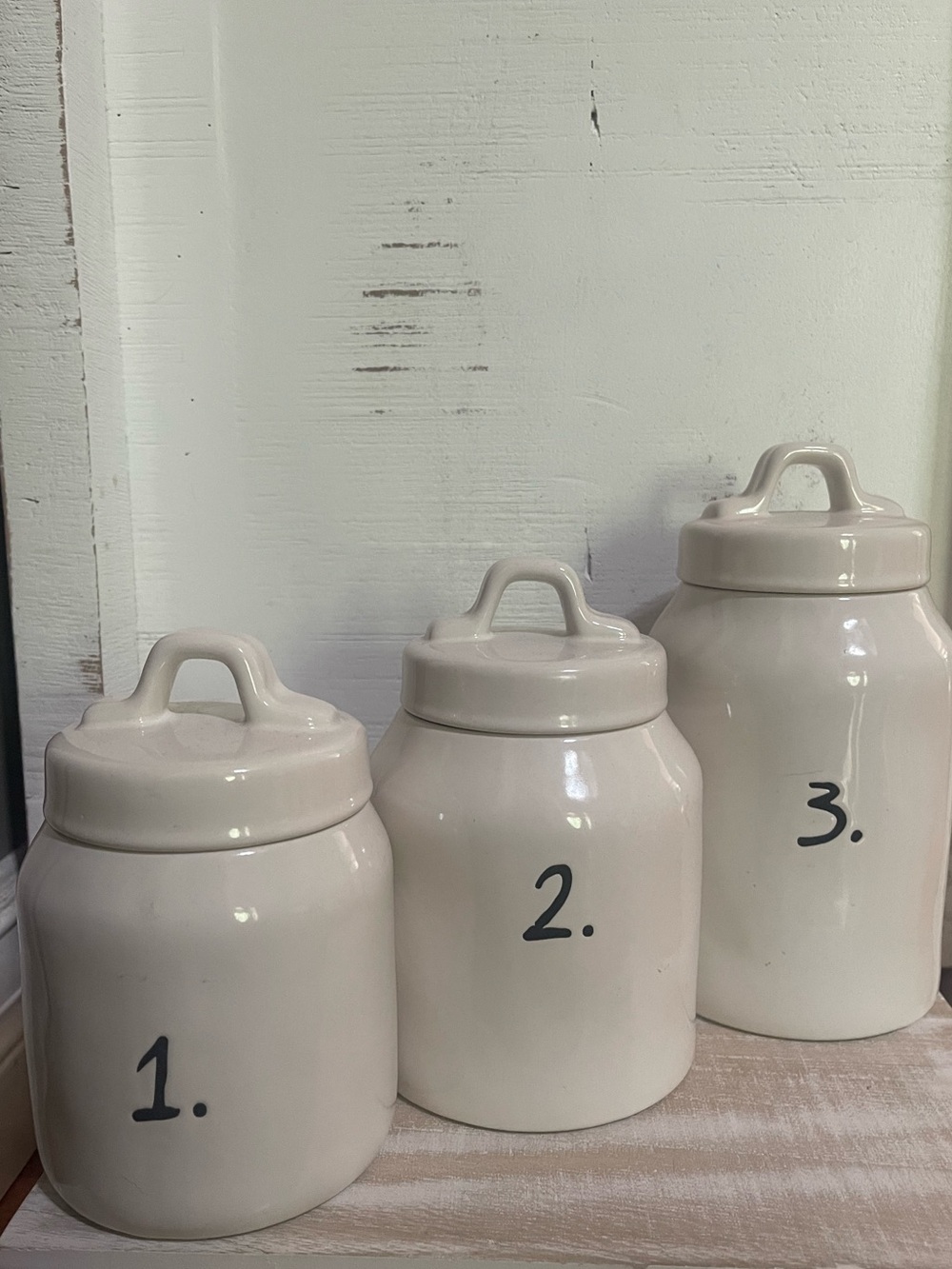Rae Dunn Numbered Ceramic Canister Set - White